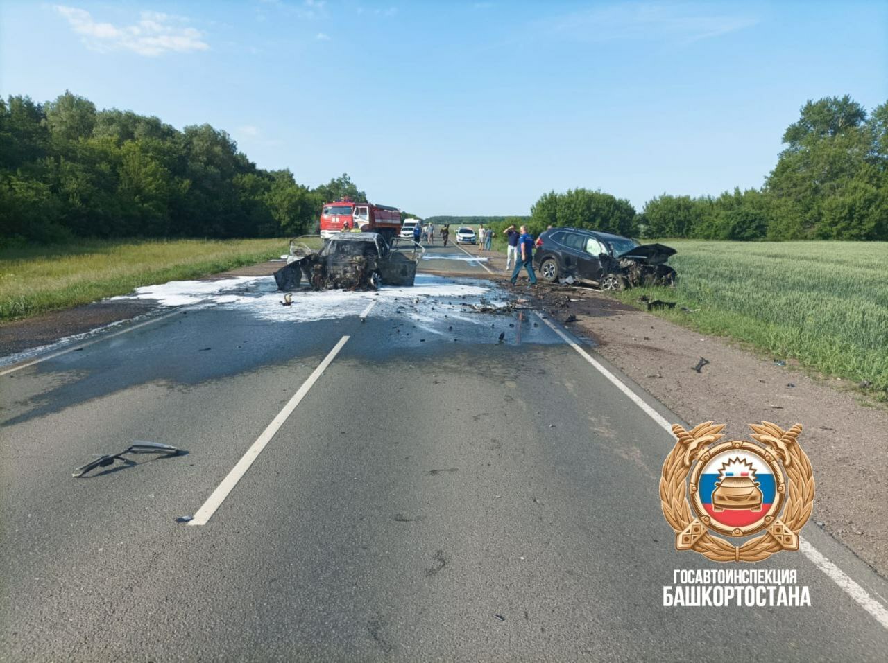 Ҡаты бәрелештән һуң янып киткән...